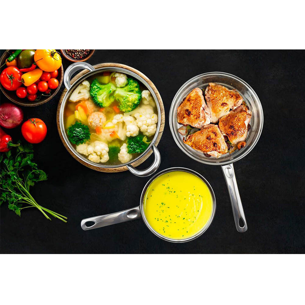 Stainless Steel Non-Stick Pot Set With Lid