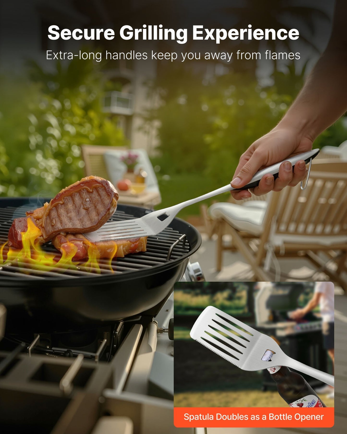 4-pcs Stainless Steel Barbecue Utensil Tool Set