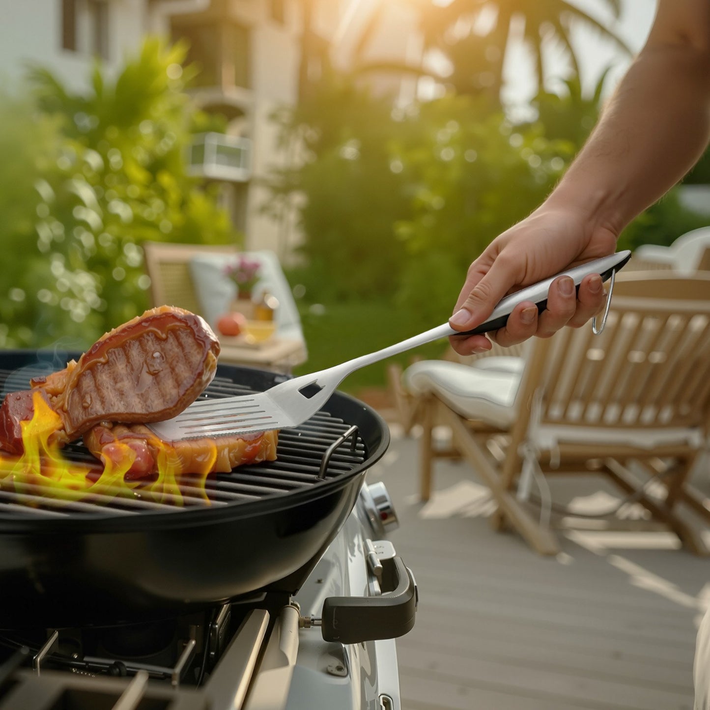 4-pcs Stainless Steel Barbecue Utensil Tool Set
