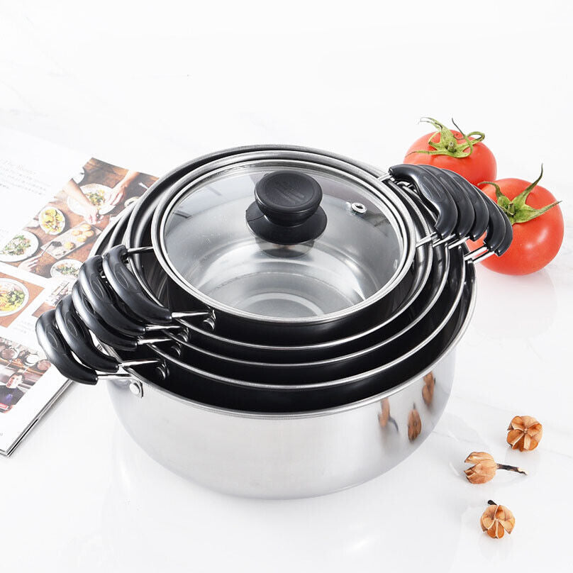5 Pcs Stainless Steel Induction Saucepan Set