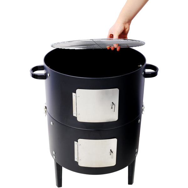 17 Inch Steel Charcoal Smoker For Outdoor BBQ