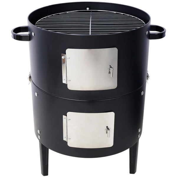 17 Inch Steel Charcoal Smoker For Outdoor BBQ