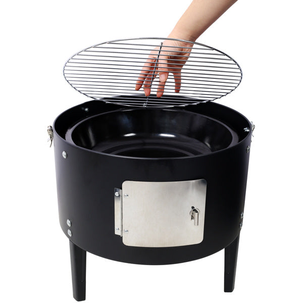 17 Inch Steel Charcoal Smoker For Outdoor BBQ