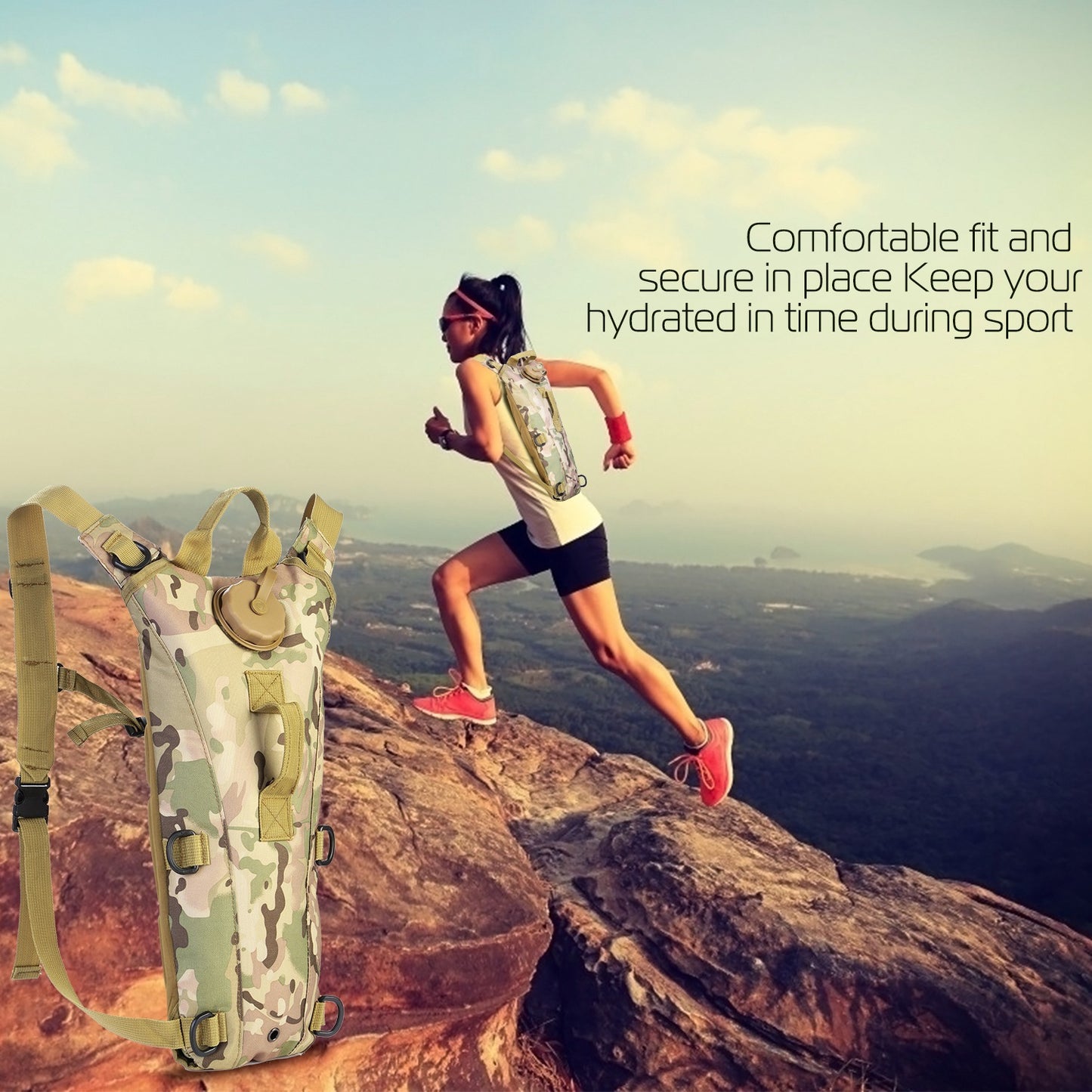 1Pc 3L Tactical Hydration Pack Water Bladder Adjustable Water Drink Backpack For Hiking, Cycling, Climbing, Running