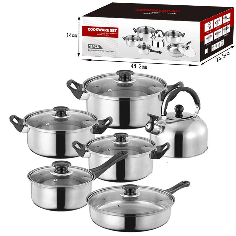 Stainless Steel Frying Pan Milk & Soup Pot with Kettle