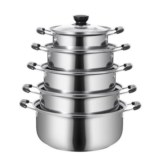 5 Pcs Stainless Steel Induction Saucepan Set