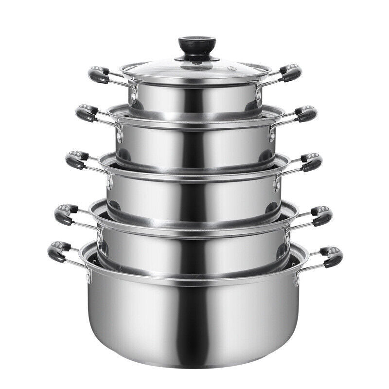 5 Pcs Stainless Steel Induction Saucepan Set