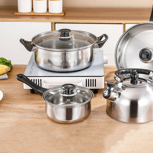 Stainless Steel Frying Pan Milk & Soup Pot with Kettle