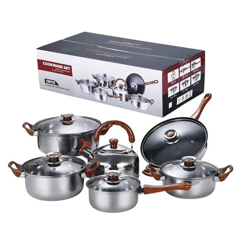 Stainless Steel Frying Pan Milk & Soup Pot with Kettle