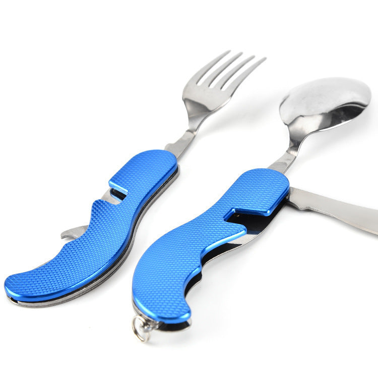 Multifunctional Dining Folding Knife, Fork And Spoon