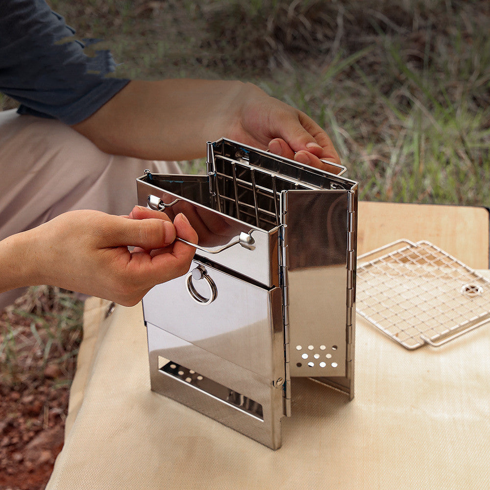 Stainless Steel Folding Outdoor Square Wood Stove