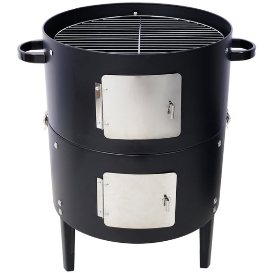 17 Inch Steel Charcoal Smoker For Outdoor BBQ