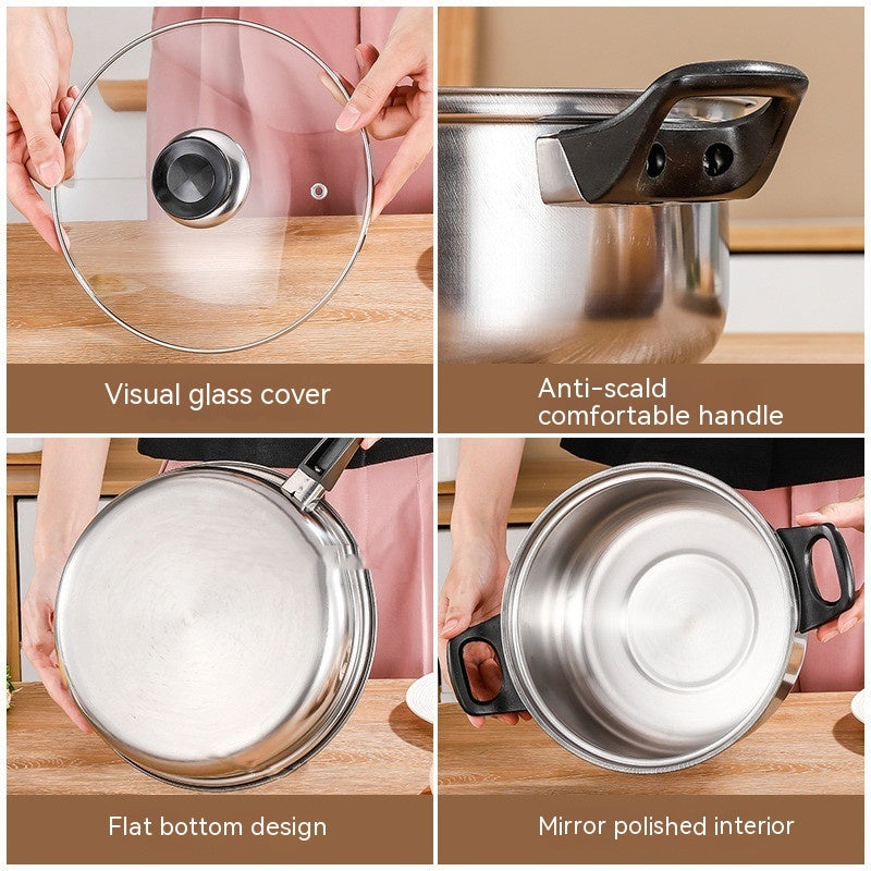 Stainless Steel Frying Pan Milk & Soup Pot with Kettle