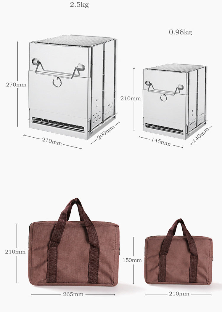 Stainless Steel Folding Outdoor Square Wood Stove